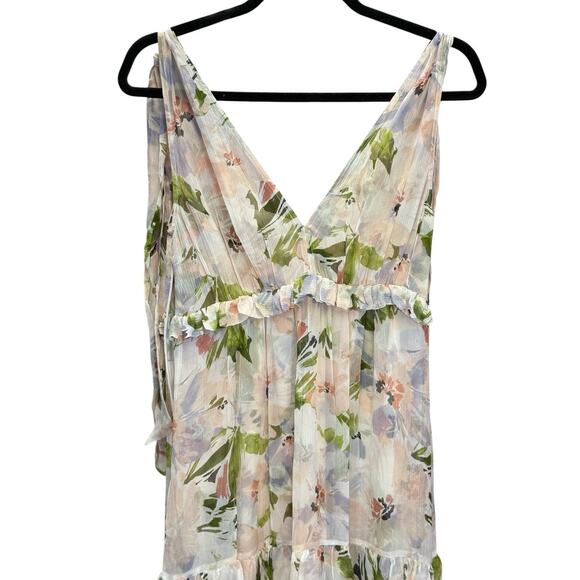 Christy Lynn Silk Floral Tiered Maxi Dress Size Small Sleeveless Ruffle Hem - Picture 5 of 13